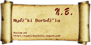 Nyéki Borbála névjegykártya